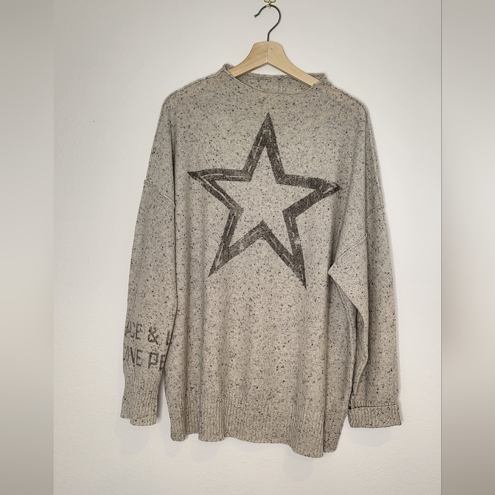 Pilcro Gray Star Pattern Turtleneck Sweater